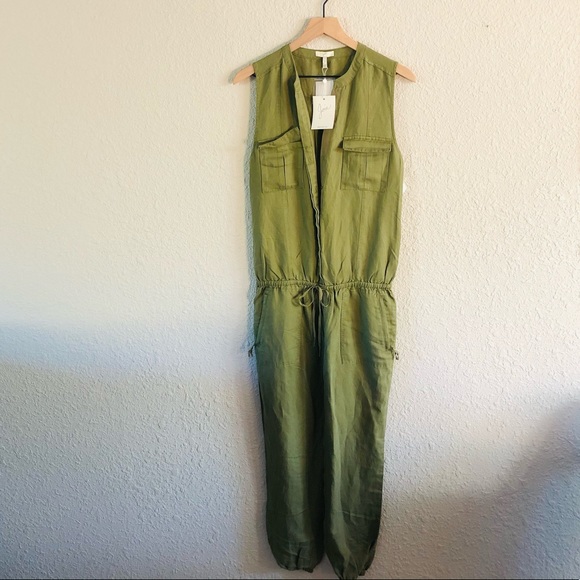 Joie Pants - NWT Joie Green Rosura Linen Cargo Jumpsuit Olive